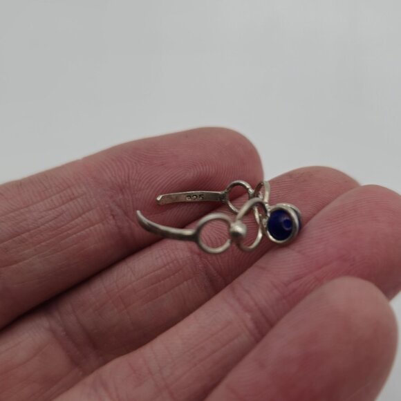 Size 5 Sterling Silver Handmade Blue Cat's Eye Stone Toe Ring A2881 - Picture 4 of 7